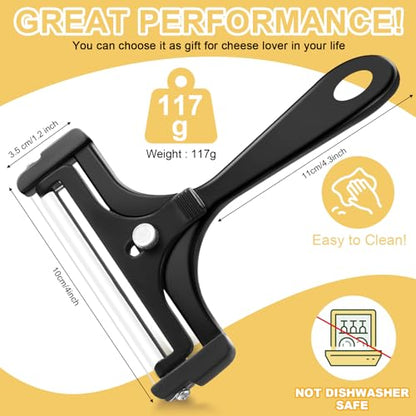 Boao 2 Pack Wire Cheese Slicer Stainless Steel Handheld Cheese Cutter Angle Adjustable Shaver Replacement Kitchen Cooking Tool for Mozzarella Cheddar Gruyere(Black) - color: Black