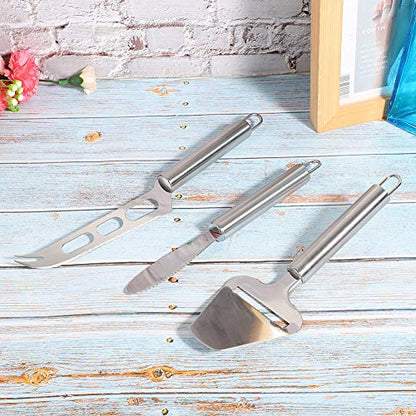 HEEPDD 3Pcs Stainless Steel Cheese Cutter Knife, Butter Scraper Kitchen Gadgets Set, Multifunctional Food Grade Kitchen Tools with Hanging Holes for Home Use