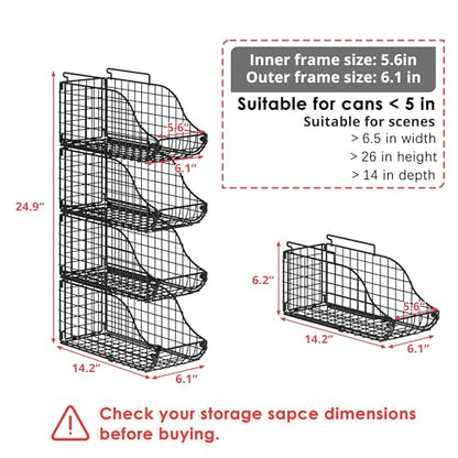 8-Pack Can Organizer for Pantry, Stackable Cabinet Food Shelves for Fridge, Wire Cupboard Storage, Holds up to 72 Beers,Small Metal Bin for Drink Beverage Egg Gillas, Rack for Kitchen Countertops RV