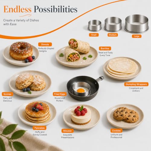 Biscuit Cutters Set, Round Cookie Cutters, Stainless Steel Dumpling Cutters,Cake Pastry Cutters,Scone Cutters Molds for Cooking Baking (3Pcs, Plain Edge) - size: 3Pcs, Plain Edge