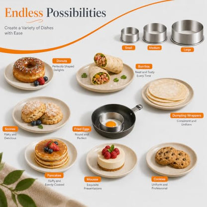 Biscuit Cutters Set, Round Cookie Cutters, Stainless Steel Dumpling Cutters,Cake Pastry Cutters,Scone Cutters Molds for Cooking Baking (3Pcs, Plain Edge) - size: 3Pcs, Plain Edge
