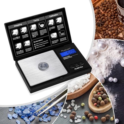 Fuzion Digital Pocket Gram Scale .01 Gram Accuracy, 500g Small Coin Scale, Jewelry Scale, Digital Gram Scales for Food, Herb, Spice - Weight Gram and Oz - color: Black, size: 500g with Tray