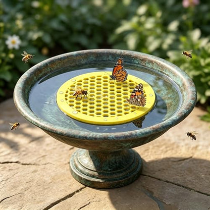 4PCS Bee Watering Station for Garden, floating bee water feeder made of durable EVA foam. Provides safe landing and hydration for bees & butterflies in bird baths, ponds, patios, and outdoor gardens - color: 4pcs Yellow