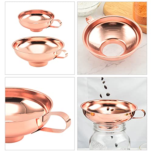 Stainless Steel Wide Mouth Rose Gold Jar Canning Funnel With Handle Kitchen Tool Jar Funnel Wide Mouth - color: small
