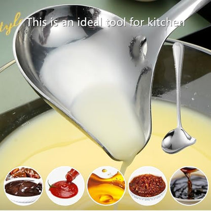2 PCS Gravy Ladle Professional Soup Ladle Ladle Spoon Soup Spoon Long Handled Stainless Steel Sauce Soup Spoon with Pour Spout for Kitchen Tool,Soup Sauces, Gravies(8.07inch,Silver)