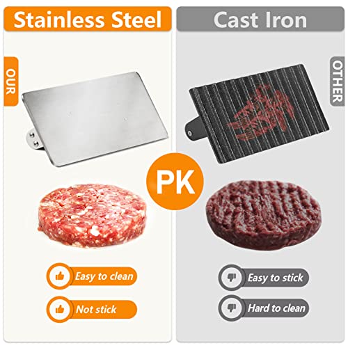 HULISEN Stainless Steel Bacon Press, 9 Inch Large Heavy Duty Burger Press with Wood Handle, Non-stick Grill Press for Griddle, Steak Weight Griddle BBQ Accessories for Panini, Sandwiches, Gift Package - size: 9 Inch Long Press
