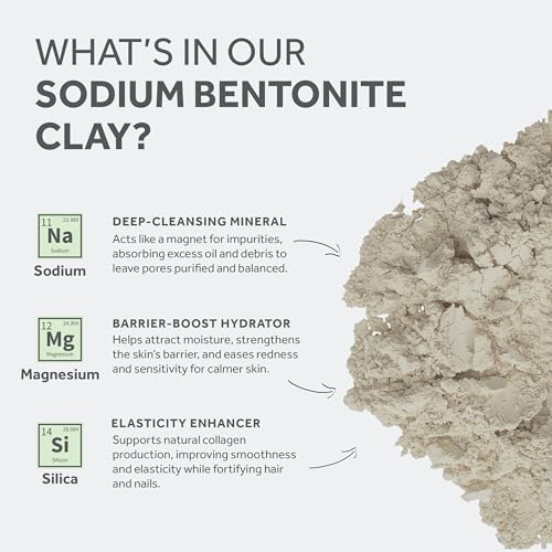 Bentonite Clay Food Grade Powder 2 Lb - Pore Cleansing, Face & Hair Mask | Fossil Power - 100% Sodium Bentonite Clay - Draws Out Impurities for Hair, Face & Bath Soak - Also for Toothpaste & Deodorant - size: 32 Ounce (Pack of 1)