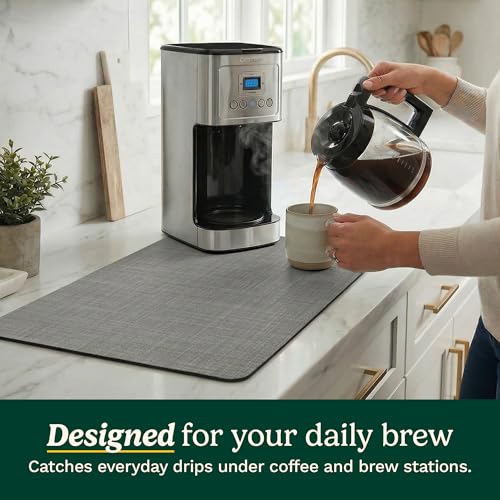Cuisinart Coffee Mat for Countertop (2 Pack)–Quick-Dry Absorbent Coffee Bar Mat for Espresso Machines & Brew Stations, Also Use as a Dish Drying Mat on Kitchen Counter, Non-Slip, Easy Care, 15” x 20” - color: Gray