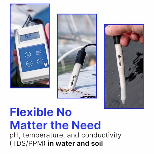 Bluelab METCOMPLUS Combo Meter Plus for pH, Temperature, and Conductivity in Water and Soil with Easy Calibration, Digital Nutrient (TDS/PPM) Testing Kit for Hydroponic System & Growing Indoor Plants - style: pH/EC/Temp Meter in Multiple Substrates