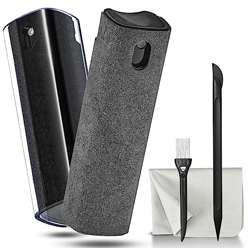 2 Pack Screen Cleaner Spray and Wipe for Laptop Monitor and Car Screens, Phone Touchscreen Mist Cleaning Kit for Cellphone, Tablet, PC, Computer, LCD, Eyeglass, iPhone, iPad, Mac Pro - Black and Grey - color: Black, Grey
