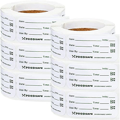Outus 1500 Pieces Removable Food Labels for Containers 1 x 2 Inch Date Stickers Waterproof Food Storage Freezer Tape Roll Easy Write Clean Oil Resistant for Restaurant Kitchen Home Meal Prep