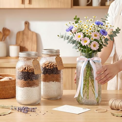 WELLIFE 3 Pack 64 oz Half Gallon Mason Jars, Wide Mouth Glass Jars with Airtight BPA-Free Lids, Raised Dot Texture Large Jars for Canning, Pickling, Fermenting & Food Storage - color: Clear Dot Mason Jars 64oz-3Pcs