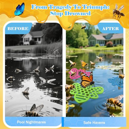 Floating Bee Island Watering Station - 5 Pack, Bee-Friendly EVA Foam, No Sinking, Drowning-Proof, Fade-Proof, Pre-Cut, Birdbath, Pools & Garden Hydration Solution for Pollinators (6.3 Inch) - size: Bee