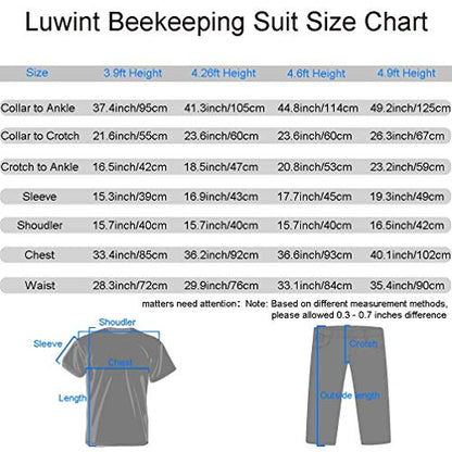 Luwint Kids Full Body Ventilated Beekeeping Suits - Protective Clothing Bee Beekeeper Suit with Gloves (3'11''-4'2'' Height) - size: Medium/3'11''-4'2'' Height
