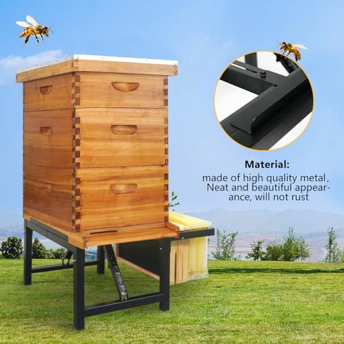 Adjustable Metal Hive Stand Hive Frame Holder with Adjustable Length Black Metal Beehive Stand Easy to Assemble Bee Stand for Beekeeping - size: 1 PCS