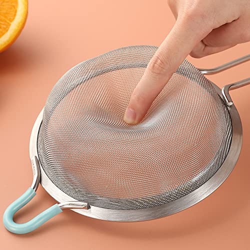 304 Stainless Steel Fine Mesh Strainers for Kitchen, Colander-Skimmer with Handle, Sieve Sifters for Food, Tea, Rice, Oil, Noodles, Fruits, Vegetable - size: 7.87 in Large