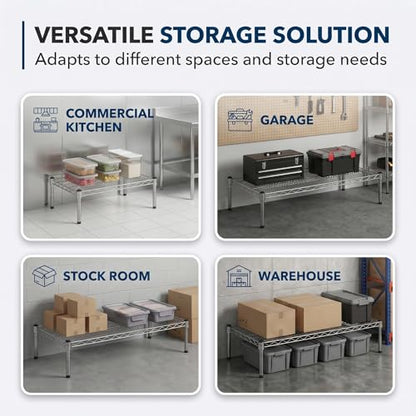 21" x 72" x 14" Chrome Wire Storage Shelf, Dunnage Rack, Commercial 1 Tier Small Shelf - color: Silver, size: 21"D x 72"W x 14"H