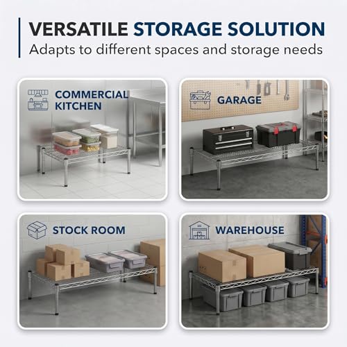 21" x 30" x 8" Chrome Wire Storage Shelf, Dunnage Rack, Commercial 1 Tier Small Shelf - color: Silver, size: 21"D x 30"W x 8"H