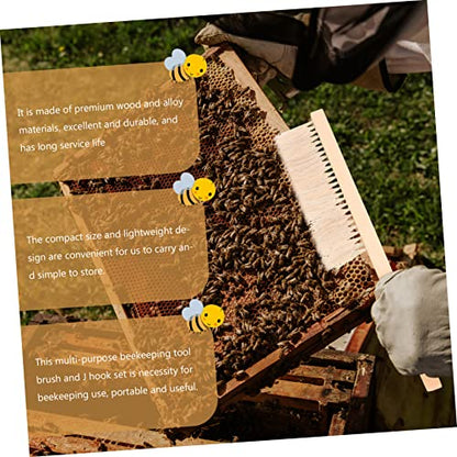 LABRIMP Beekeeping Kit Beehive Tool Brush and j Hook Beehive Beekeeping Tools Compact Lightweight Set