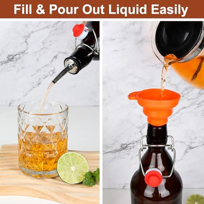 8 Pack 32oz Amber Swing Top Glass Bottles, Flip Top Brewing Bottles with Airtight Stopper for Vanilla Extract, Kombucha, Beer, Kefir, Mead