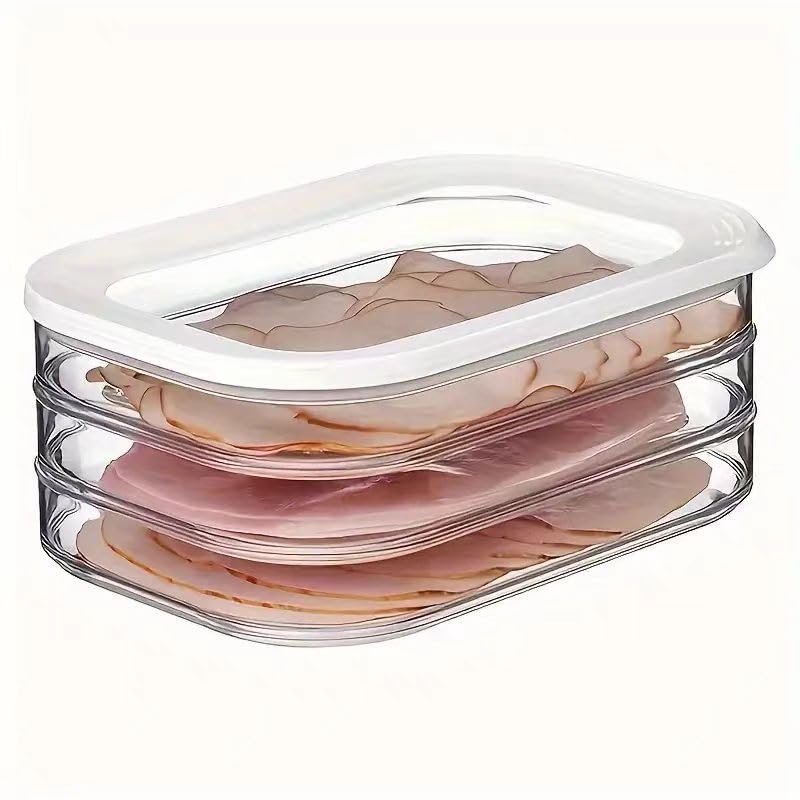 Fridge Food Storage Containers with Sealed Lid for Bacon Meat Vegetables Butter Kitchen Organizer for Refrigerator Freezer Pantry Meal Prep & Daily Food Storage