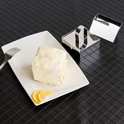 Uncle Jack Square Food Forms Presentation Cooking Molds with Press, Biscuit Dough Cutters, Stainless Steel(set of 2) - color: Square / 2 sets