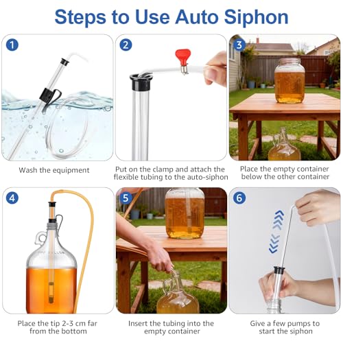 Auto Siphon Homebrew with Bottling Wand 14" Racking Siphon Wine Transfer Pump with Food-Grade Transfer Hose and Clamps, Siphoning Kit for Wine, Beer, Mead - Beer Brewing Equipment