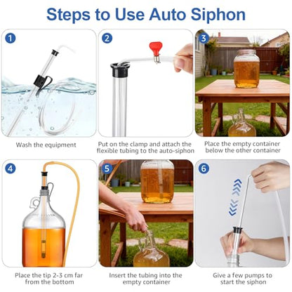 Auto Siphon Homebrew with Bottling Wand 14" Racking Siphon Wine Transfer Pump with Food-Grade Transfer Hose and Clamps, Siphoning Kit for Wine, Beer, Mead - Beer Brewing Equipment