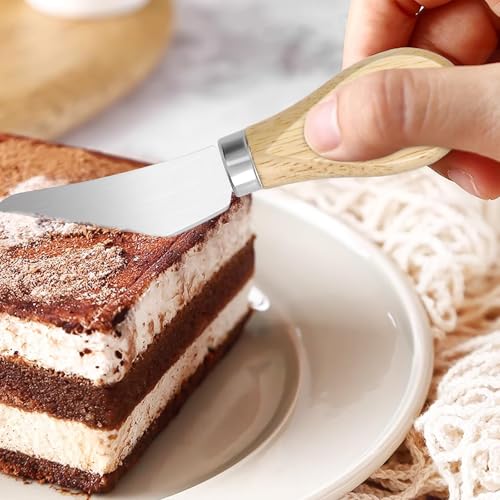 Cheese Spreader Knives Set, Butter Knife Spreader Set of 3, Stainless Steel with Wooden Handle for Soft Cheese, Cold Butter, Charcuterie, Jam, Pastry, Bagel, Toast, Appetizers and Party Serving