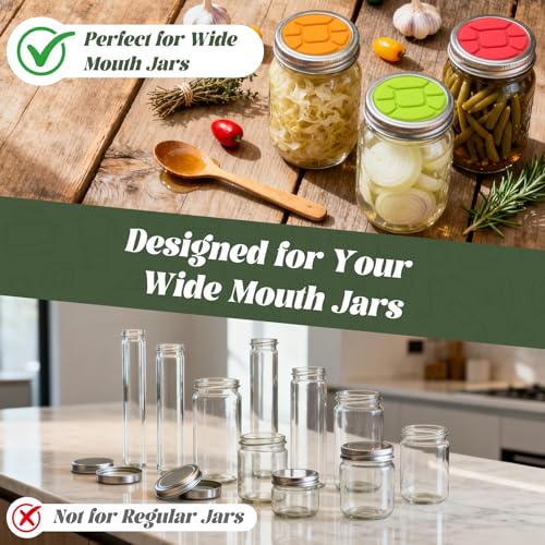 Garden to Jar Fermenting: 3-Pack Wide Mouth Fermentation Lids (86mm) for Ball & Kerr Mason Jars | Self-Burping Airlock Lids for Sauerkraut, Kimchi & Preserving Harvests - style: Wide Mouth/3.38(in)/3P