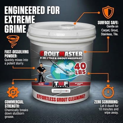 TRUCK MOUNT FORUMS GroutMaster Tile and Grout Cleaner Solution, 40 lbs | Fast-Dissolving Heavy Duty Grout Cleaner Solution, Removes Stains, Grease, and Tough Dirt for Residential & Commercial Use