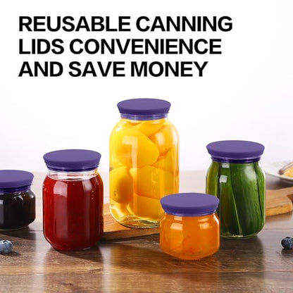 Wide Mouth Mason Jar Lids - Large Mouth Canning Lids Fit for All Wide Mouth Mason Jars,Food Grade Silicone Mason Jar Caps,Dishwasher Safe,Leak Proof Reusable Lids,5 Pack - color: Violet-5 Pack