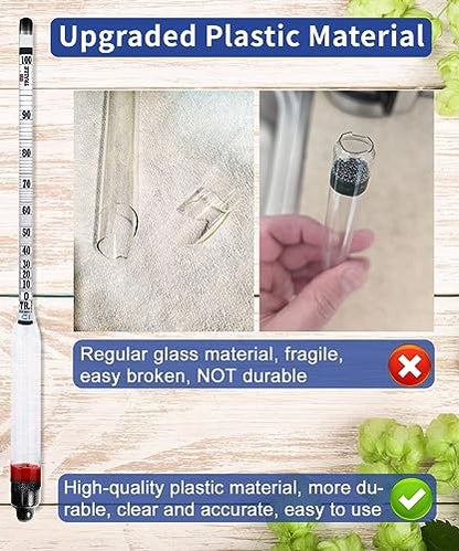 CIMALAB Hydrometer Alcohol Meter Kit, Hydrometer Alcohol 0-200 Proof & Tralle with Hydrometer Test Jar, Alcohol Proof Tester Hydrometer, Alcohol Tester for Liquor/Moonshine/Spirits/Proofing/Distilled