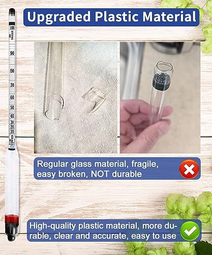 CIMALAB Hydrometer Alcohol Meter, Hydrometer Alcohol 0-200 Proof and Tralle Alcohol Hydrometer, Alcohol Proof Tester Hydrometer, Alcohol Tester for Liquor/Moonshine/Spirits/Proofing/Distilled