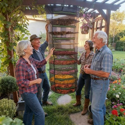Herb Drying Rack Hanging for Plant Bud Seed Weed 6 Layers 24 inch Mesh Net | collapsible dryer solution for garden herbs flower hydroponic crops