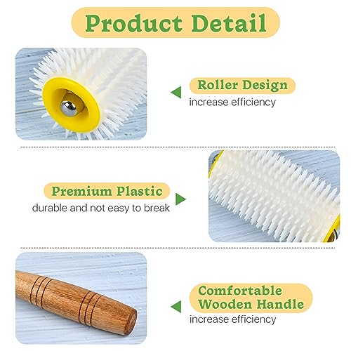 2 Pcs Honey Extractor Uncapping Needle Roller, Beekeeping Honey Extractor Equipment with 2 Pcs Cleaning Brush, Idea for Beekeeper Honeycomb Beekeeping Tool