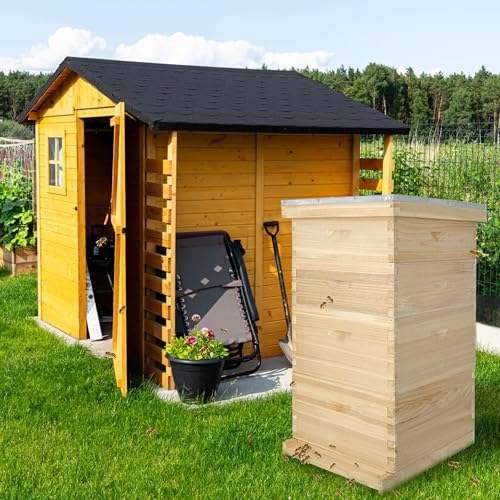 Bee Hive Boxes 10 Frame Langstroth Beehive,Complete Beehive Kit Includes 2 Deep Brood Bee Hives Box, 2 Medium Super Bee Box with Beehive Frames and Foundation - size: 4-Layre