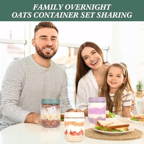 Xileanalee Overnight Oats Containers with Lids 6 Pack-16 Oz Mason Jar with Lids-Overnight Oats Jars Glass Food Storage Containers for Chia Seed Pudding Salad Cereal Coffee Spices - size: 6