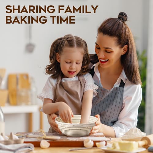 Dimpola Banneton Proofing Basket for Sourdough Bread, Handmade & Natural Rattan - Round Dough Rising Basket for Baking - Perfect for Artisan Breads (Round of 2 Gift Set) - style: Round of 2 Gift Set