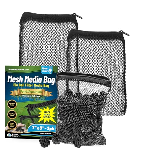 Aquatic Experts Mesh Media Bags – Large Hole 1/8" Mesh with Rustproof Plastic Zipper for Bio Balls & Large Filter Media (7" x 9", 2 Pack) - size: 7" x 9" (2 pack)