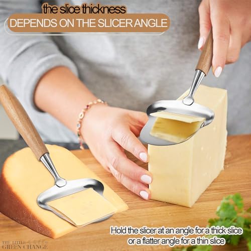 Stainless Steel Cheese Slicer Handheld - Flexible Blade Cheese Planer with Wooden Handle for Smooth, Precise Slicing —Durable, Easy-to-Clean Cutter for Block and Hard Dairy | Easy Slicing and Cutting