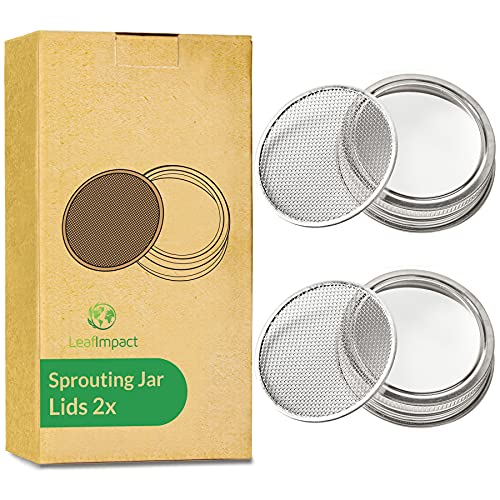 2 Pack Seed Sprouting Jar Lids | For 3.38" Wide Mouth Mason Jars | Fresh Sprouts at Home | Strainer Screen for Canning Jars | 304 Stainless Steel Lid for Growing Broccoli, Alfalfa, Beans & More - size: 2-Pack Wide Mouth