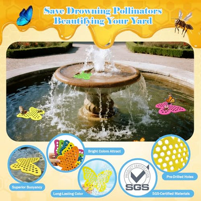 Floating Bee Island Watering Station - 5 Pack, Bee-Friendly EVA Foam, No Sinking, Drowning-Proof, Fade-Proof, Pre-Cut, Birdbath, Pools & Garden Hydration Solution for Pollinators (Butterfly) - size: Butterfly