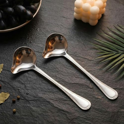 2 Pcs Small Ladle with Pour Spout, Stainless Steel Gravy Ladle with Long Handle Sauce Drizzle Spoon Small Sauce Spoon for Cooking Serving Canning