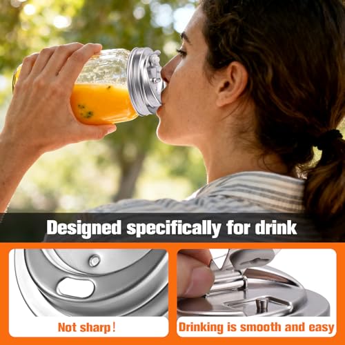 Palksky Mason Jar Drinking Lids,Stainless Steel Wide Mouth Mason Jar Sip Lid accessories,Anticracking Leak Proof Seal Flip Cap Cover Airtight Accessories for Drink,2Pack - style: Mason Jar Drinking Lids 2PCS