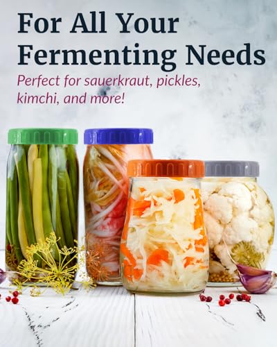 Elementi Glass Fermentation Weight Set of 4 - Easy Grip Fermenting Weights, Perfect Fit for Wide Mouth Mason Jars, Durable Soda-Lime Glass for Sauerkraut, Kimchi & More - Pickling & Canning Weights - style: Set of 4 Weights