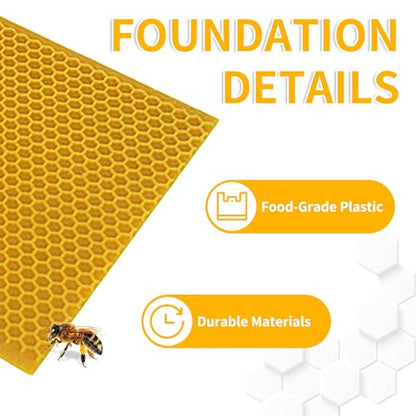 Yellow Bee Foundation Sheets for 8-1/2-Inch Deep Beehive 20PCS | Fits Langstroth Deep Frames, Wax-Coated Plastic, Food-Grade