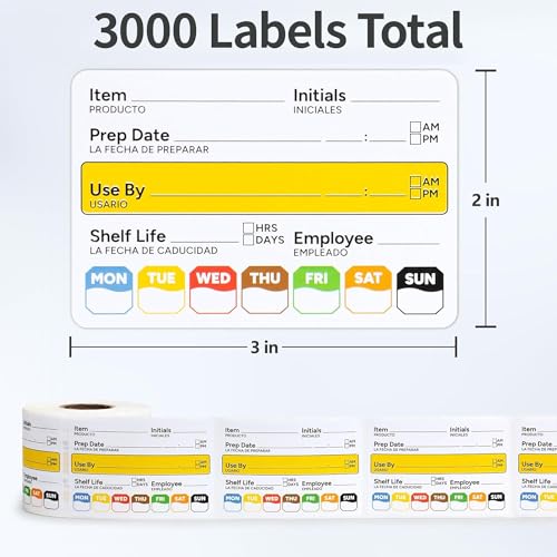 Restaurant Quality Shelf Life Food Rotation Labels Vinyl, 2” x 3” Self-Adhesive Removable Freezer Food Labels, Perfect for Reusable Containers, Easy to Remove, Food Safety Date Sticker (10 PCS) - style: 10 PCS