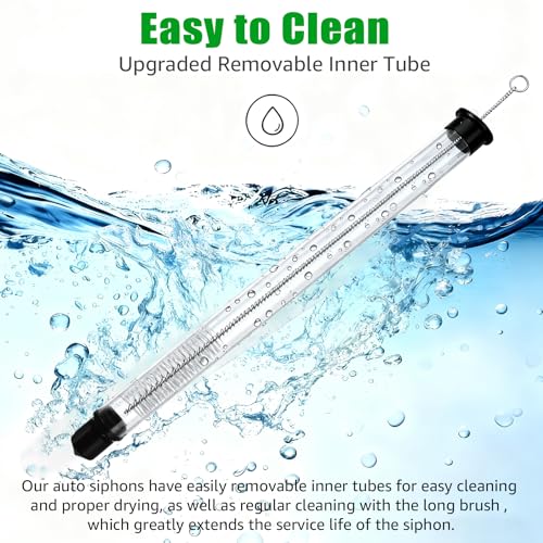 2Pcs 14” Auto Siphon Beer Bottle Siphon Pump with 5Ft Clear Silicone Wine & Liquid Siphoning Pump, Effortless Bottling Fermentation Mead for HomeBrew Gallon Jugs Kit Wine Making Kit