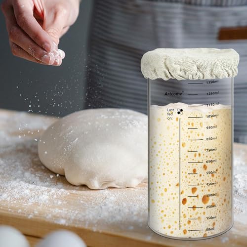 Artcome 6-Pack Reusable Sourdough Jar Covers - Cotton Lids for Sourdough Starter, Kombucha, and Fermentation Jars, Organic Unbleached 100% Cotton Caps (Fits 2.4" - 5" Jar Mouths)